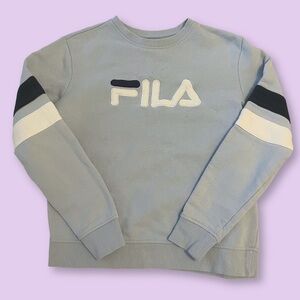Fila Sweater Women's Small Blue Long Sleeve Crew Neck Pullover Logo Y2K Stripes